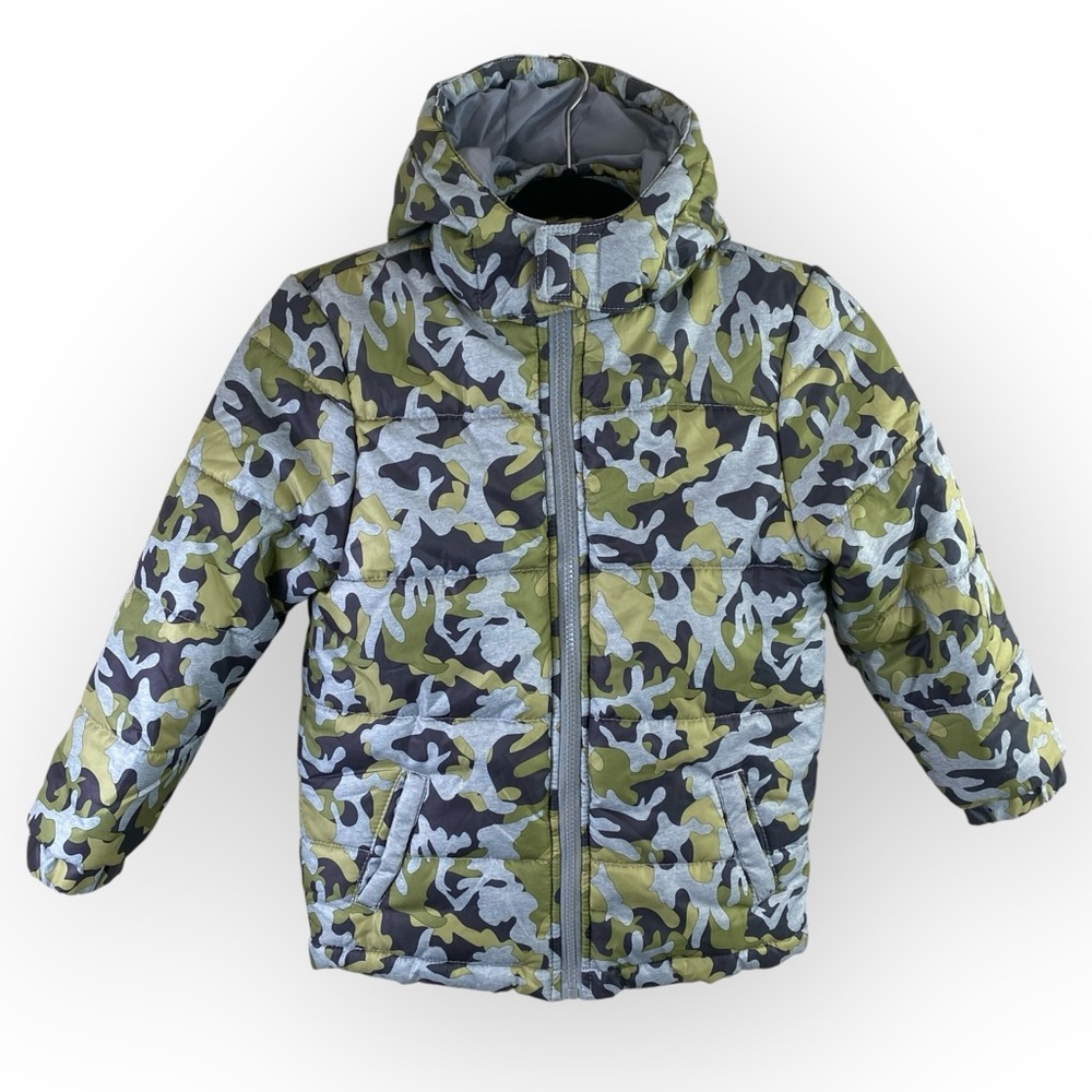 Liberty Valor Camouflage Full Zip Puffer‎ Jacket with Hood Sz 7